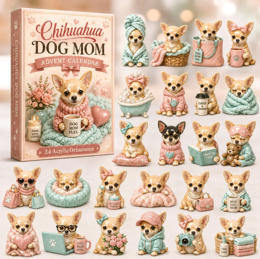 CHRISTMAS KICKOFF 40% OFF - Christmas Chihuahua Advent Calendar 2026 - 24-Day Festive Countdown, Acrylic Charms Blind Box - Gift For Chihuahua Lovers