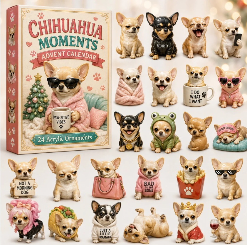 CHRISTMAS KICKOFF 40% OFF - Christmas Chihuahua Advent Calendar 2026 - 24-Day Festive Countdown, Acrylic Charms Blind Box - Gift For Chihuahua Lovers