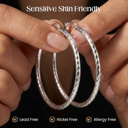 🎉 BUY 1 GET 1 FREE 🎁 Diamond-Cut Hoop Earrings for Women – Elegant, Sparkling 💎