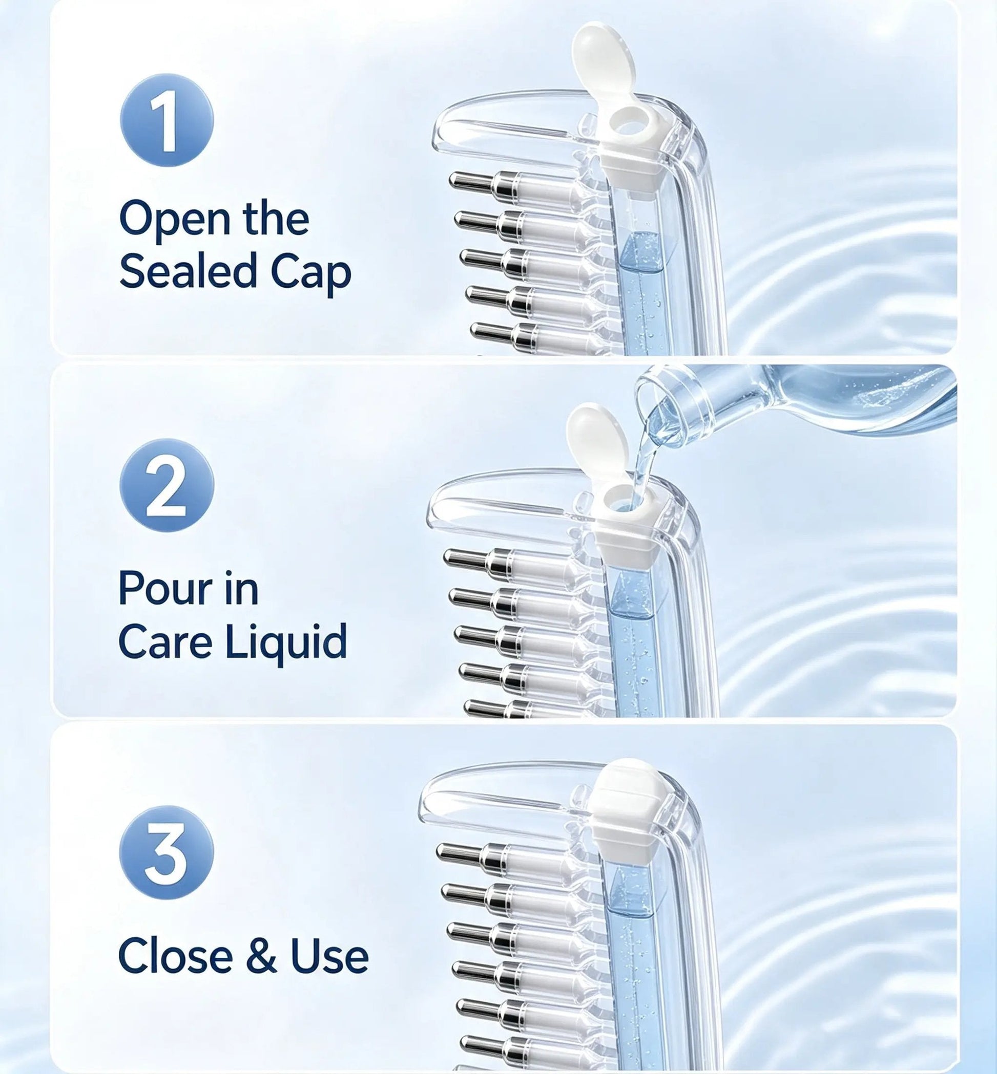 💧Refillable Scalp Oil Applicator Comb – Evenly applies serum to the roots.