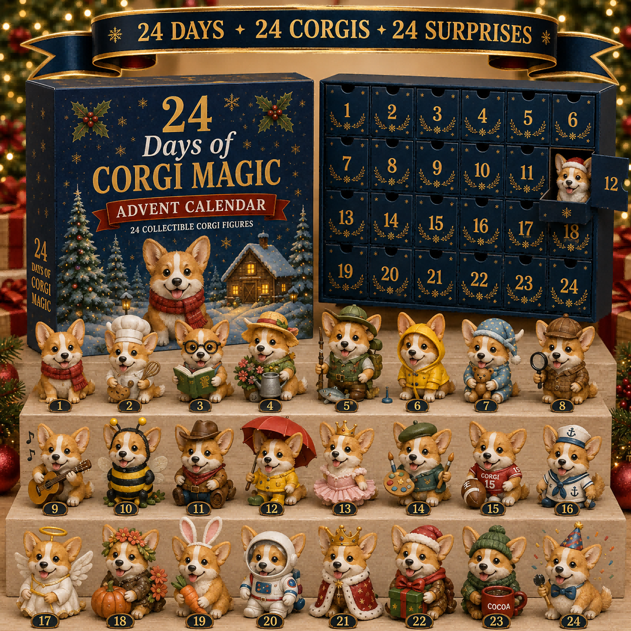 🐶24 Days of Corgi Magic Advent Calendar | Christmas Countdown Blind Box