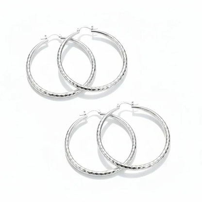 🎉 BUY 1 GET 1 FREE 🎁 Diamond-Cut Hoop Earrings for Women – Elegant, Sparkling 💎