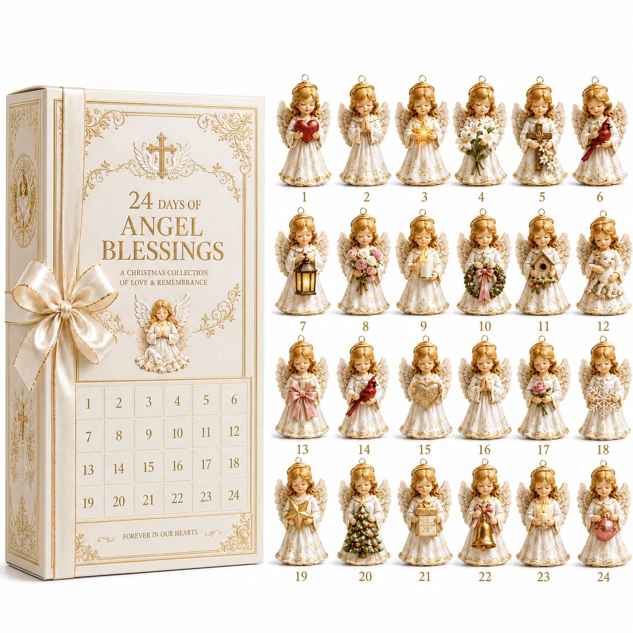 ⏳ Last Day 49% OFF – 👼 24-Day Angel Christmas Advent Calendar | 24 Unique Faith-Inspired Angel Ornaments with Hanging Loops for Daily Advent Surprises & Tree Display 🎄✨