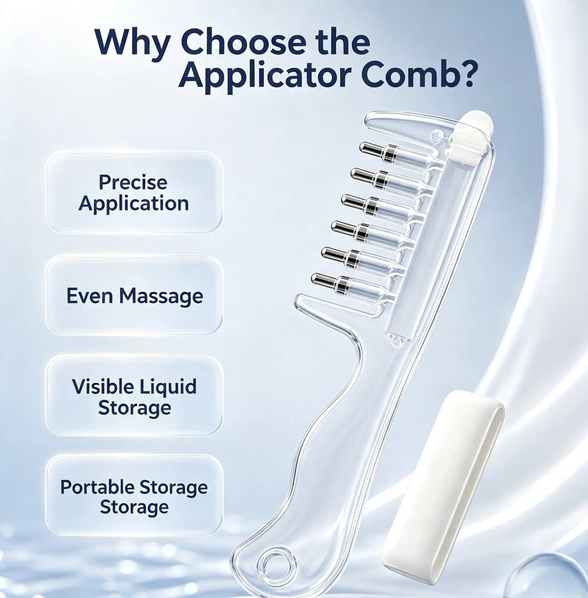 💧Refillable Scalp Oil Applicator Comb – Evenly applies serum to the roots.