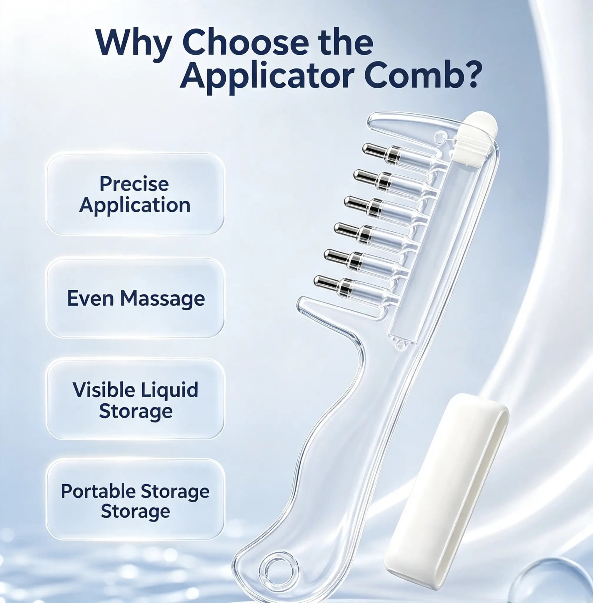 💧Refillable Scalp Oil Applicator Comb – Evenly applies serum to the roots.