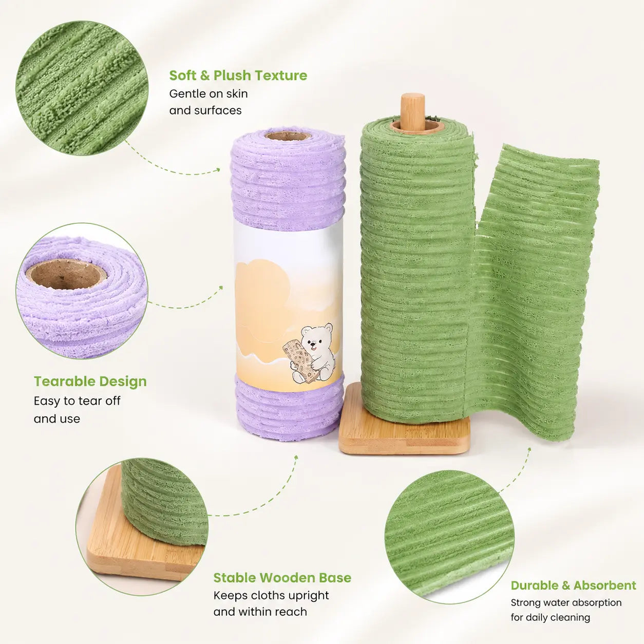 Tearable Plush Cleaning Cloth Roll