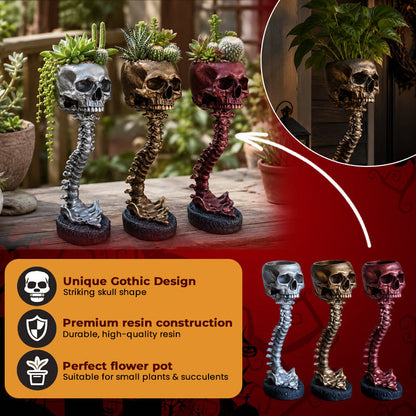 💀🖤Gothic Skull Planter And Skeleton Vase Spooky Home Decor