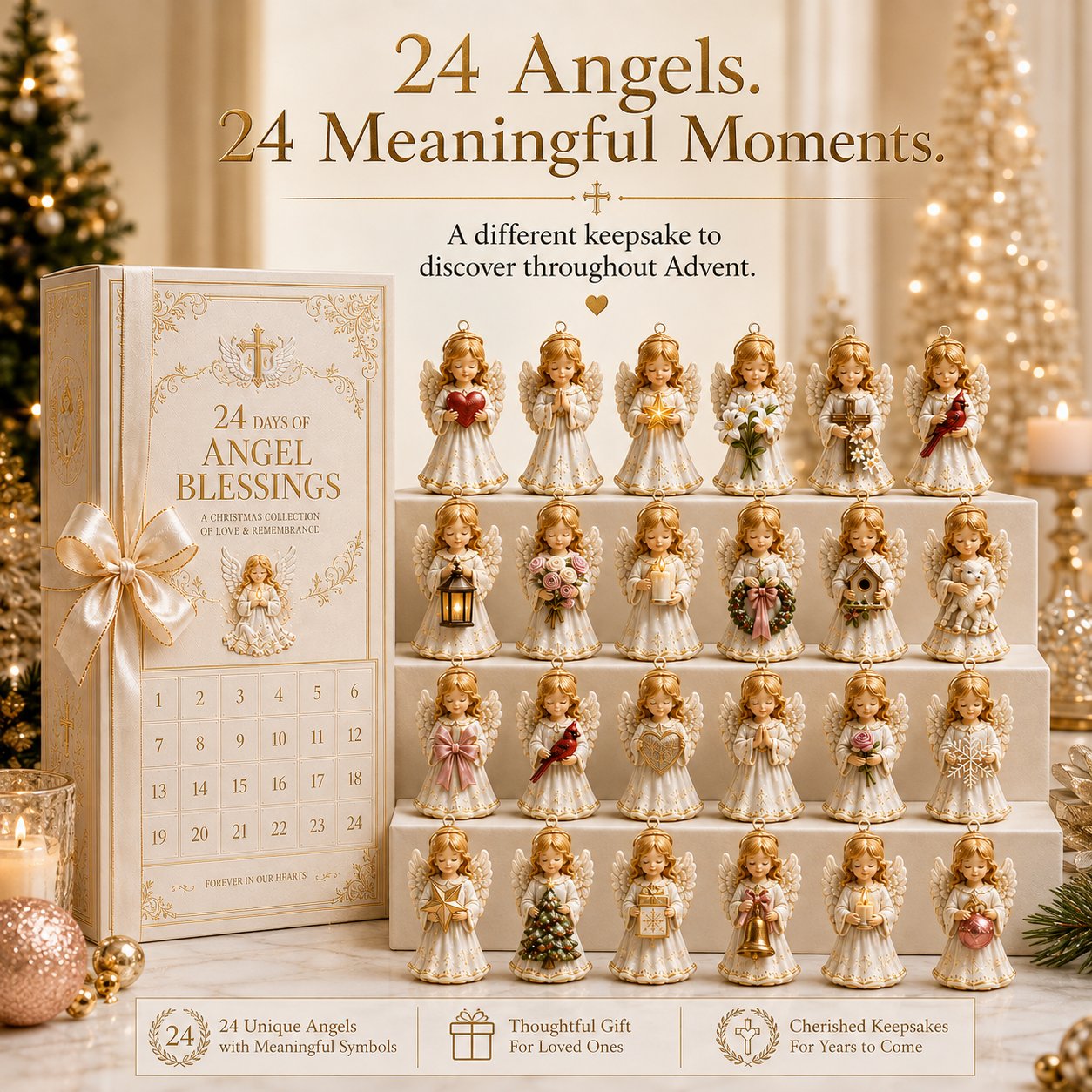 ⏳ Last Day 49% OFF – 👼 24-Day Angel Christmas Advent Calendar | 24 Unique Faith-Inspired Angel Ornaments with Hanging Loops for Daily Advent Surprises & Tree Display 🎄✨