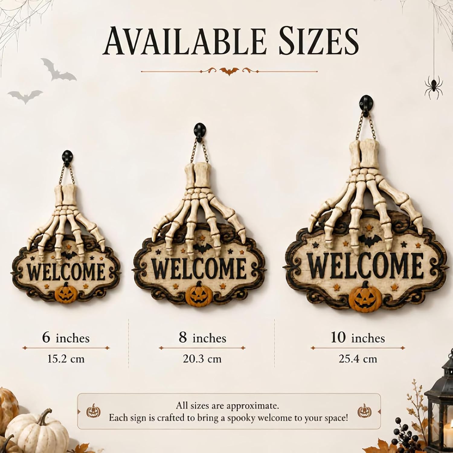 Halloween Skeleton Hand Welcome Hanging Sign
