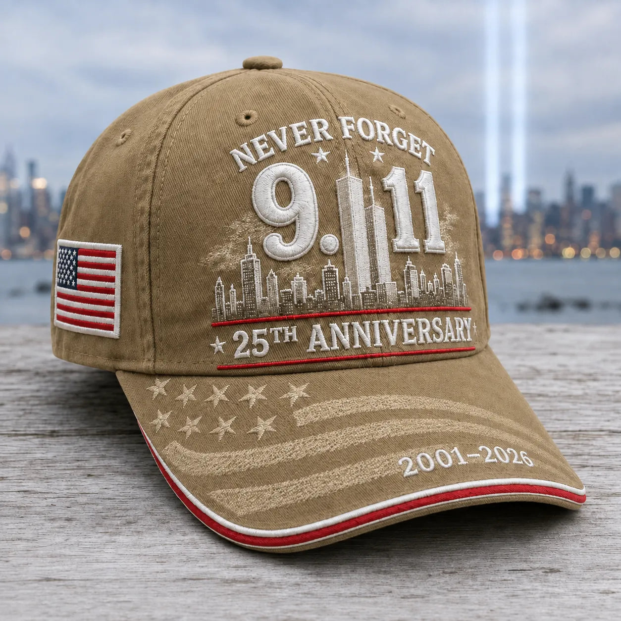 9/11 Never Forget 25th Anniversary Embroidered Cap – Unisex Patriotic Memorial Hat🧢 100% Cotton