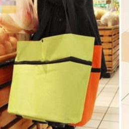 Convertible shopping tote – hides wheels, holds 20kg, expands with zipper!
