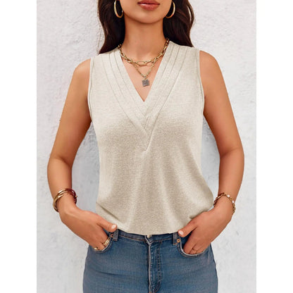 🎁✨Women V Neck Tank Tops Dressy Casual Summer Loose Fit Sleeveless Shirts Blouse Comfy Womenswear Soft Basic