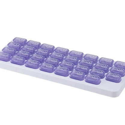 🔥✨Monthly Pill Organizer with Lid - Arthritis-Friendly Easy-Open Lids 31 Removable Daily Pill Pods Date Reminder & Travel Case for Vitamins & Medications