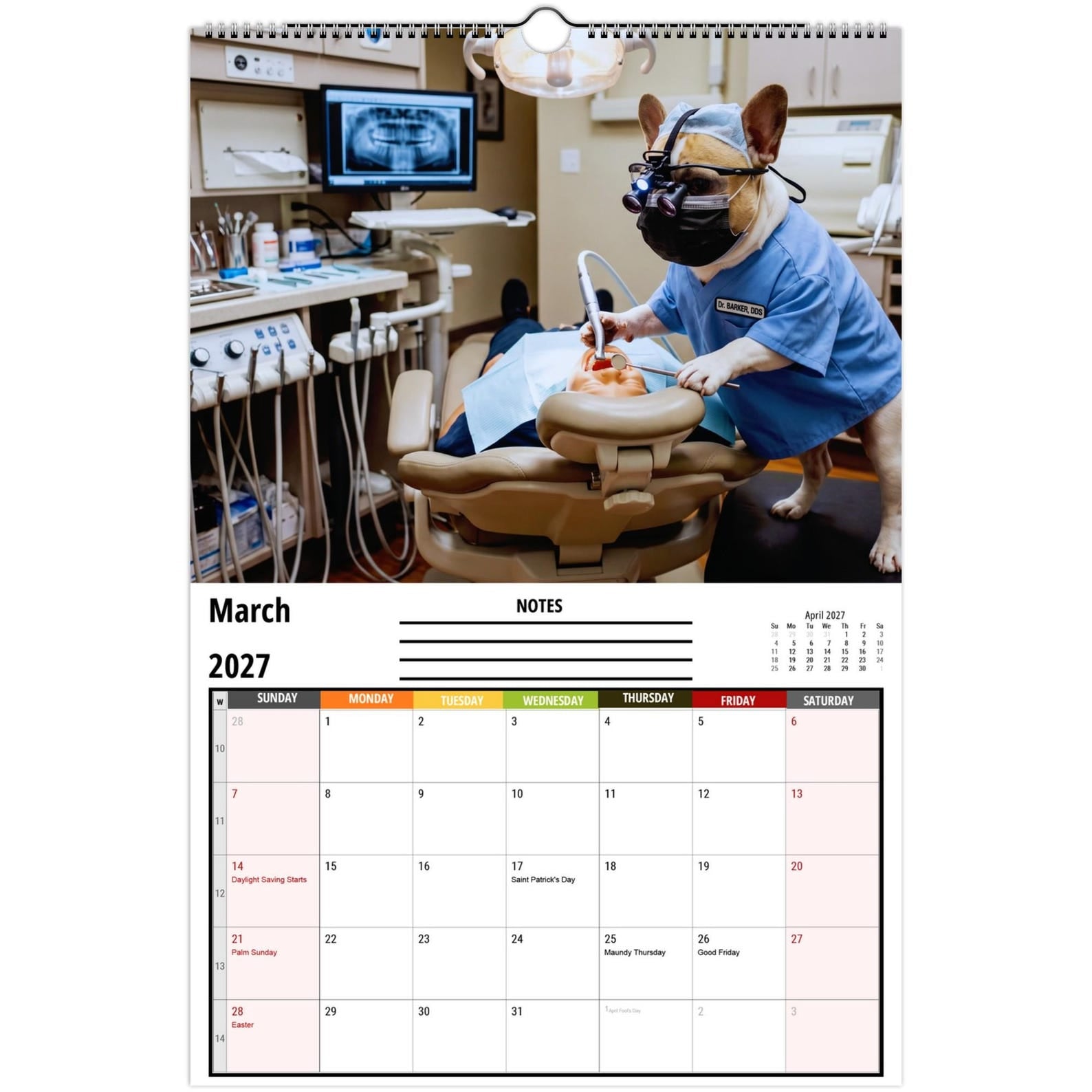 🐶 Funny French Bulldogs Wall Calendar 2027