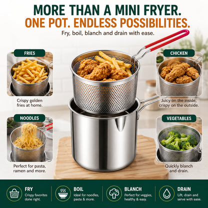 Multifunctional 304 Stainless Steel Frying Pot