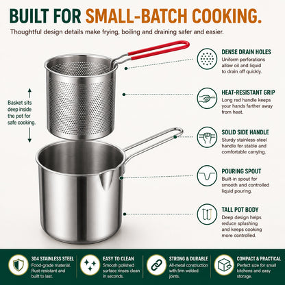 Multifunctional 304 Stainless Steel Frying Pot
