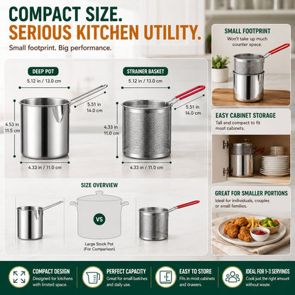 Multifunctional 304 Stainless Steel Frying Pot