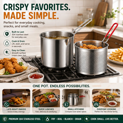 Multifunctional 304 Stainless Steel Frying Pot