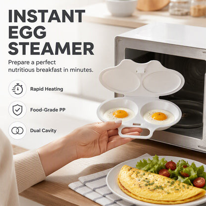 ⏰Last Day Special Price $14.99!!⏰ Microwave Egg Poacher – Dual-Cavity Steamer, Rapid Heating, Non-Stick PP – Ideal for Home, Office & Travel! 🔥