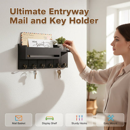 📢📢40% OFF !! ⏰Wall-Mounted Mail and Key Holder with Shelf