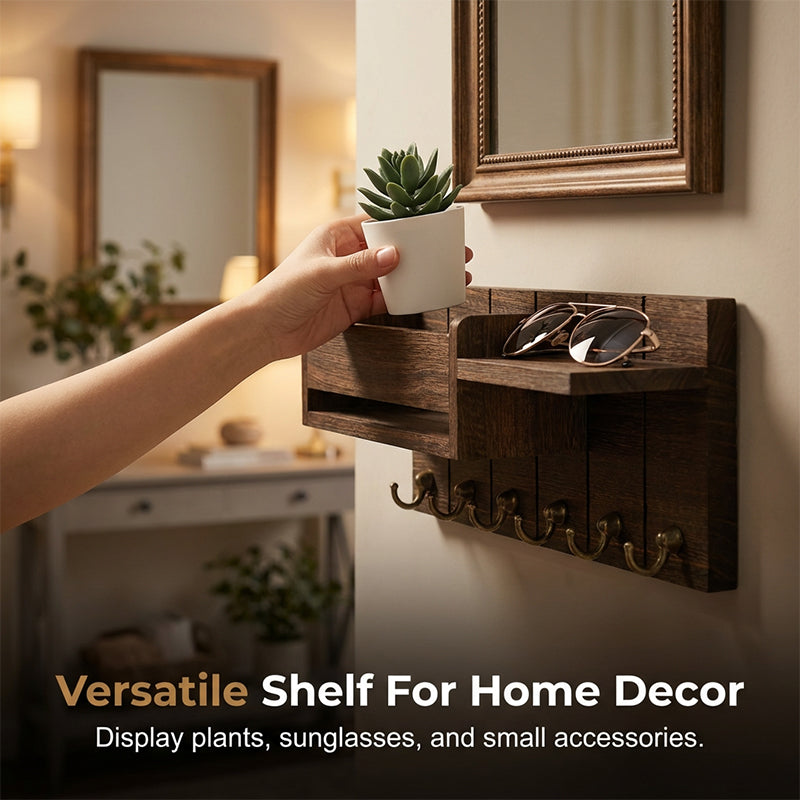 📢📢40% OFF !! ⏰Wall-Mounted Mail and Key Holder with Shelf