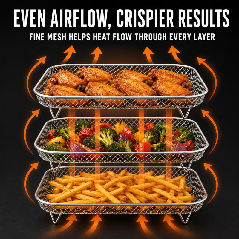 🍗 Stackable Air Fryer Racks for More Cooking Space